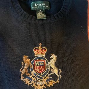 Navy Blue Ralph Lauren Sweater with crest size medium Sweater
